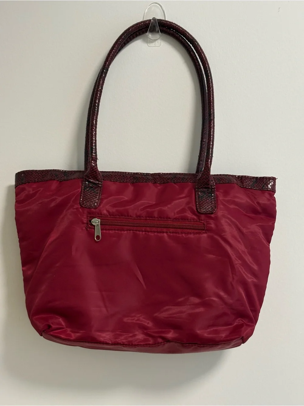 Maroon Nylon Tote Bag